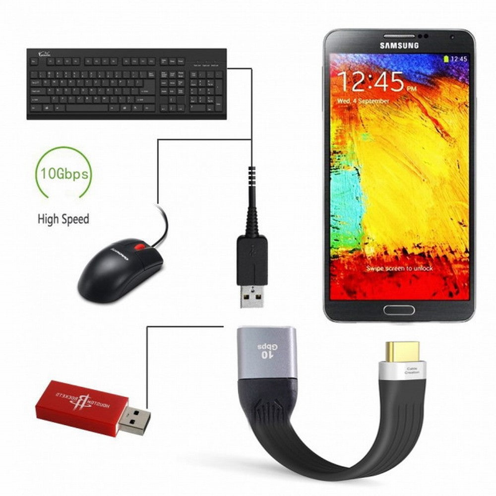 USB 3.1 Type C Male Host to USB3.0 Type A Female OTG Flat Slim FPC Data Cable 13cm for Laptop Phone UC-063-0.13M