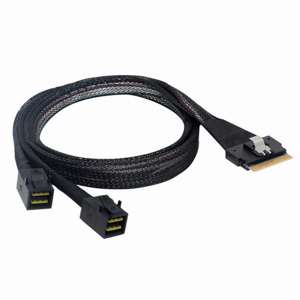PCI-E Ultraport Slimline SAS Slim 4.0 SFF-8654 8i 74pin to Dual SFF-8643 4i Mini SAS HD Cable PCI-Express SF-010