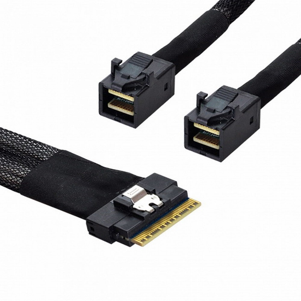 PCI-E Ultraport Slimline SAS Slim 4.0 SFF-8654 8i 74pin to Dual SFF-8643 4i Mini SAS HD Cable PCI-Express SF-010