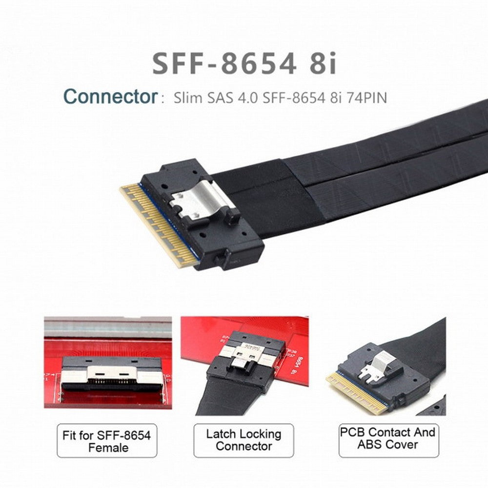 PCI-E Ultraport Slimline SAS Slim 4.0 SFF-8654 8i 74pin to Dual SFF-8643 4i Mini SAS HD Cable PCI-Express SF-010