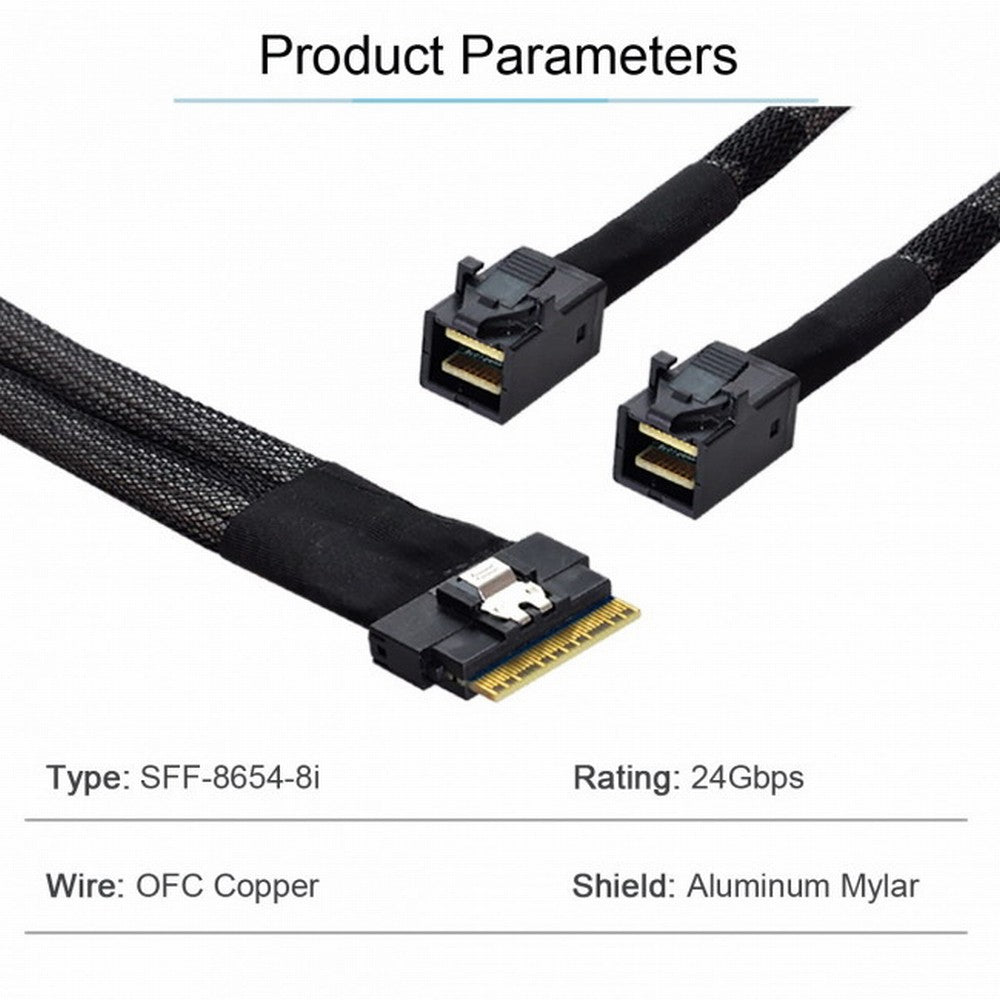 PCI-E Ultraport Slimline SAS Slim 4.0 SFF-8654 8i 74pin to Dual SFF-8643 4i Mini SAS HD Cable PCI-Express SF-010