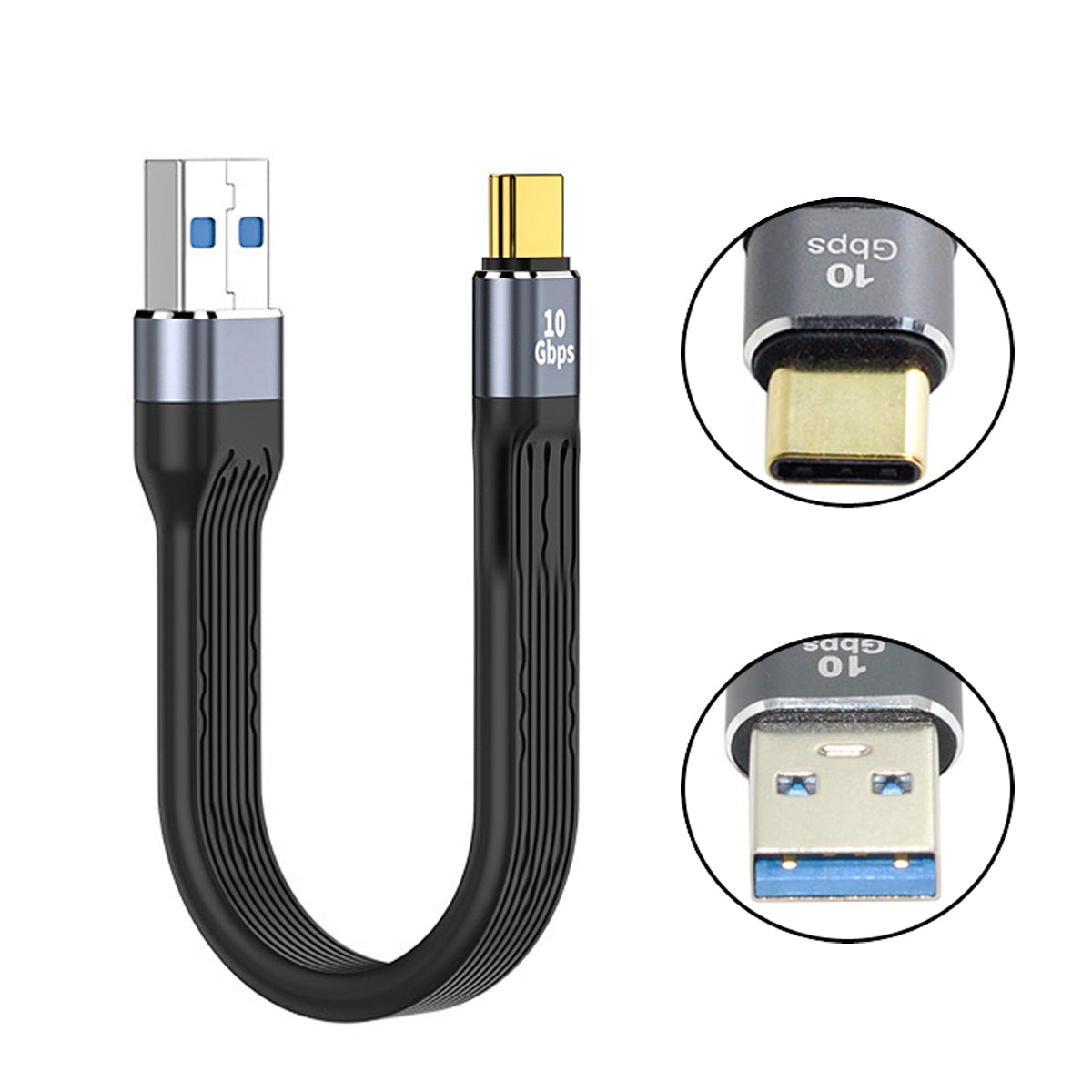 10Gbps USB 3.1 Type C Male to USB3.0 Type A Male Flat Slim FPC Data Cable 13cm for Laptop Phone UC-036-0.13M