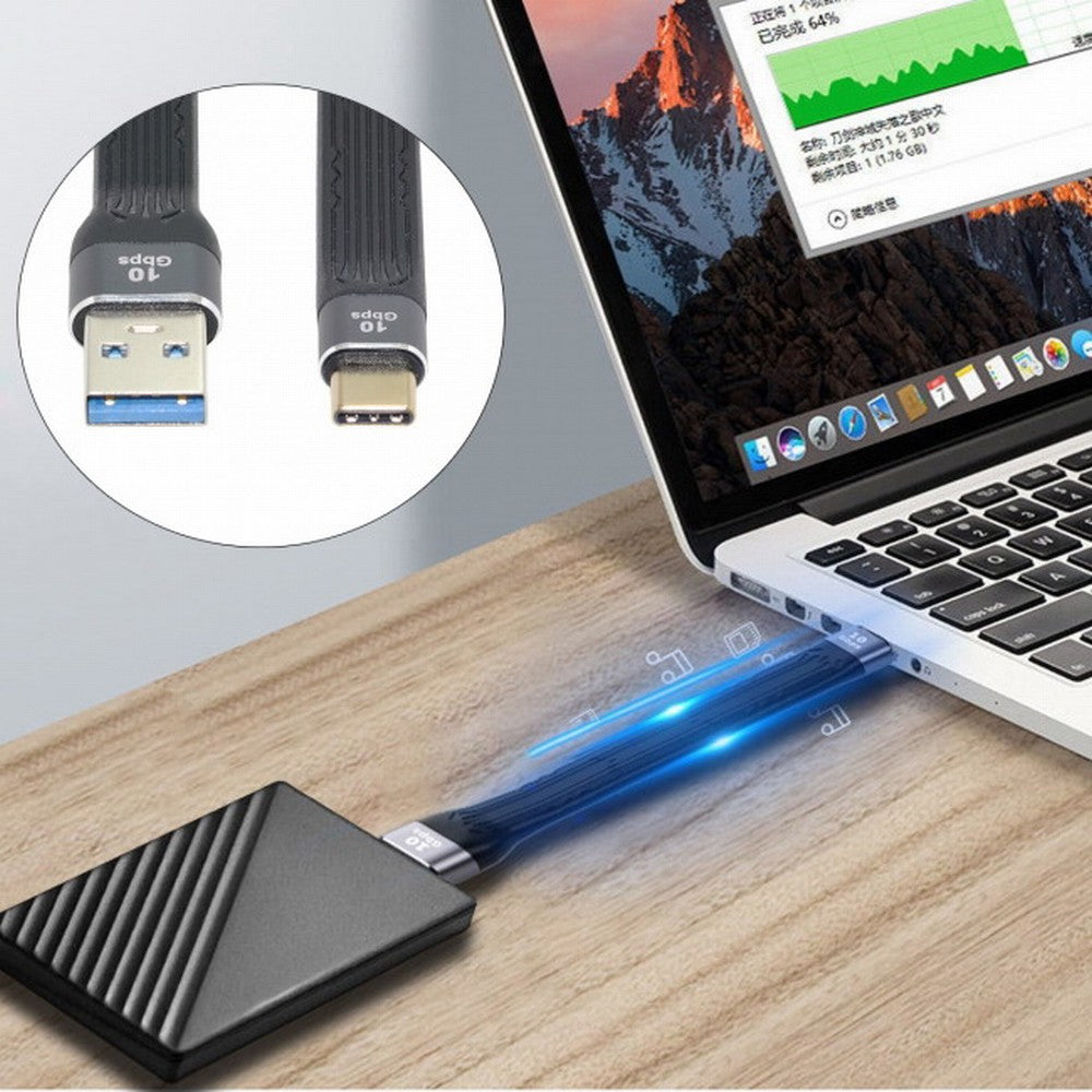 10Gbps USB 3.1 Type C Male to USB3.0 Type A Male Flat Slim FPC Data Cable 13cm for Laptop Phone UC-036-0.13M