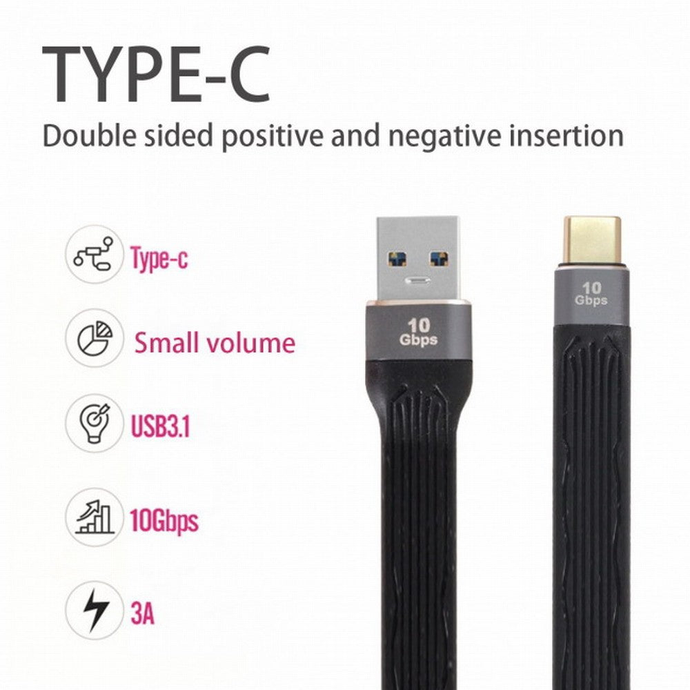 10Gbps USB 3.1 Type C Male to USB3.0 Type A Male Flat Slim FPC Data Cable 13cm for Laptop Phone UC-036-0.13M