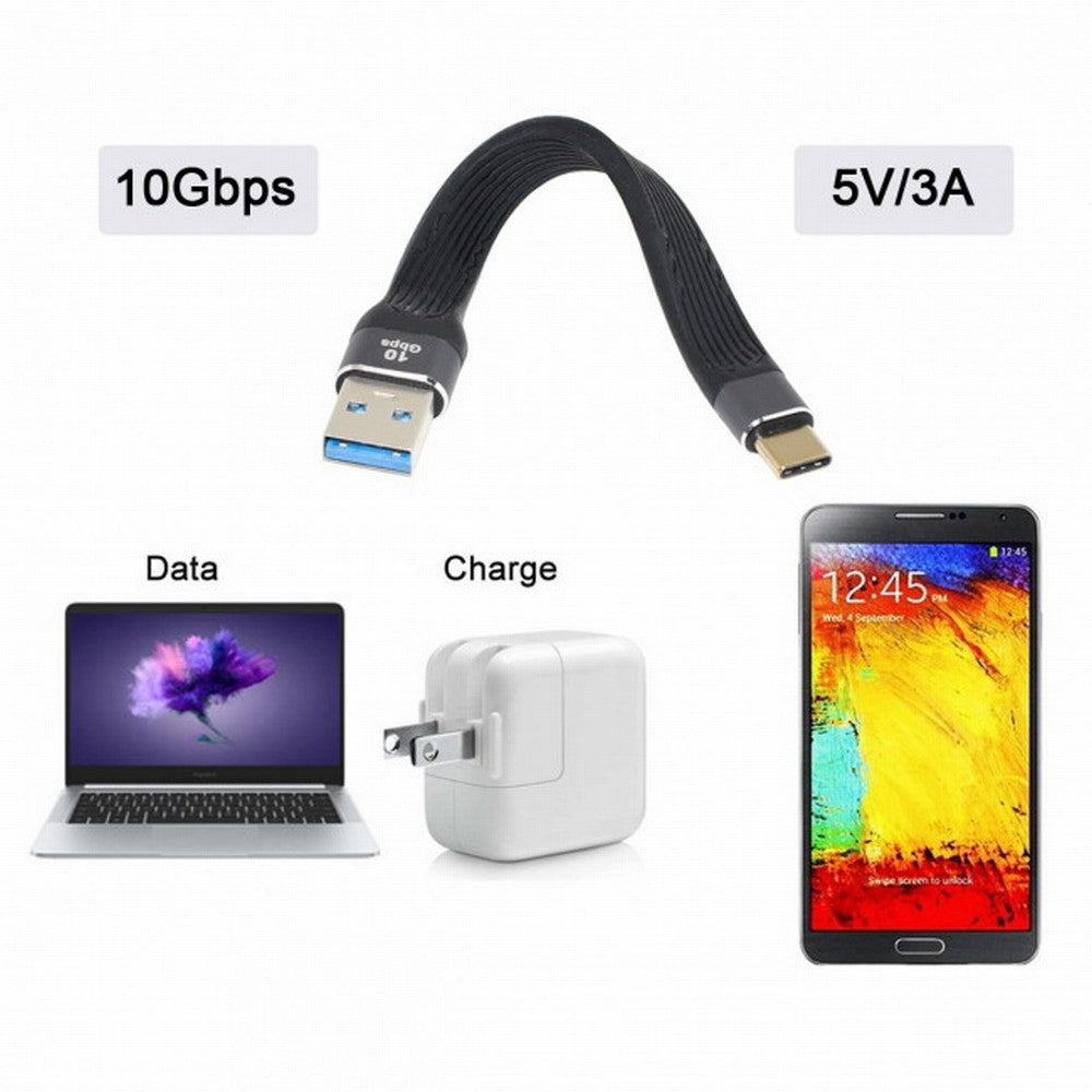 10Gbps USB 3.1 Type C Male to USB3.0 Type A Male Flat Slim FPC Data Cable 13cm for Laptop Phone UC-036-0.13M