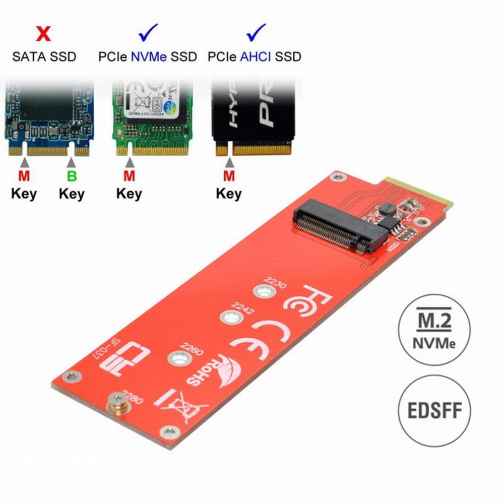 NVMe NGFF M-key 4X Host Adapter to Ruler 1U GEN-Z EDSFF Short SSD E1.S Carrier Adapter SF-037