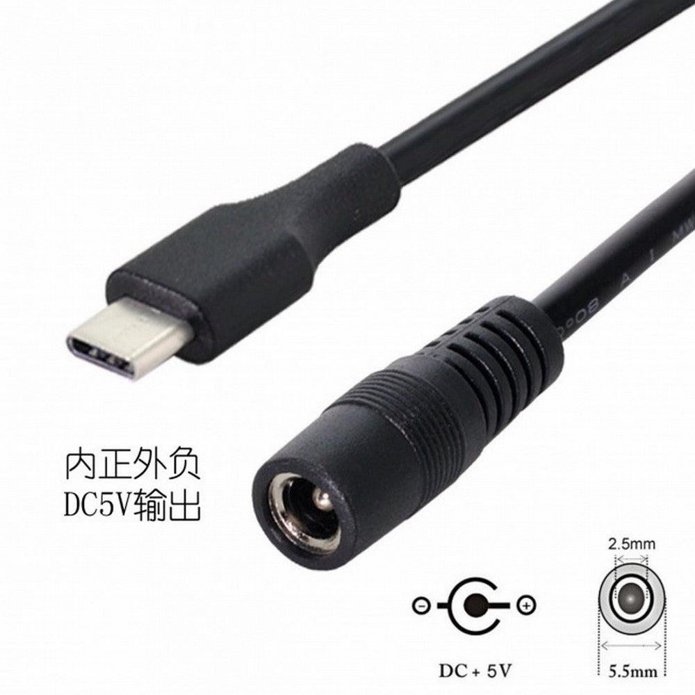 USB 3.1 Type C USB-C to DC 5V 5.5*2.5mm Power Jack Extension Charge Cable for Cell Phone Tablet UC-093