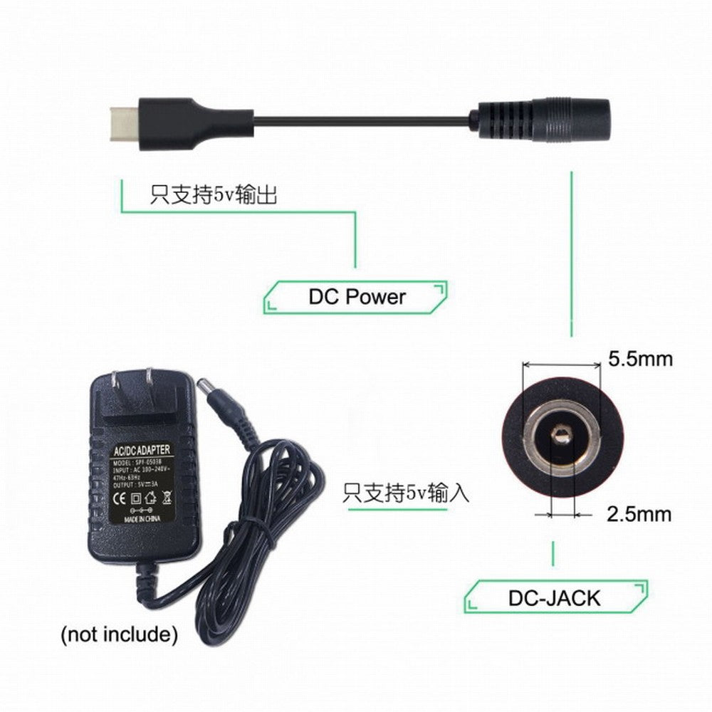 USB 3.1 Type C USB-C to DC 5V 5.5*2.5mm Power Jack Extension Charge Cable for Cell Phone Tablet UC-093