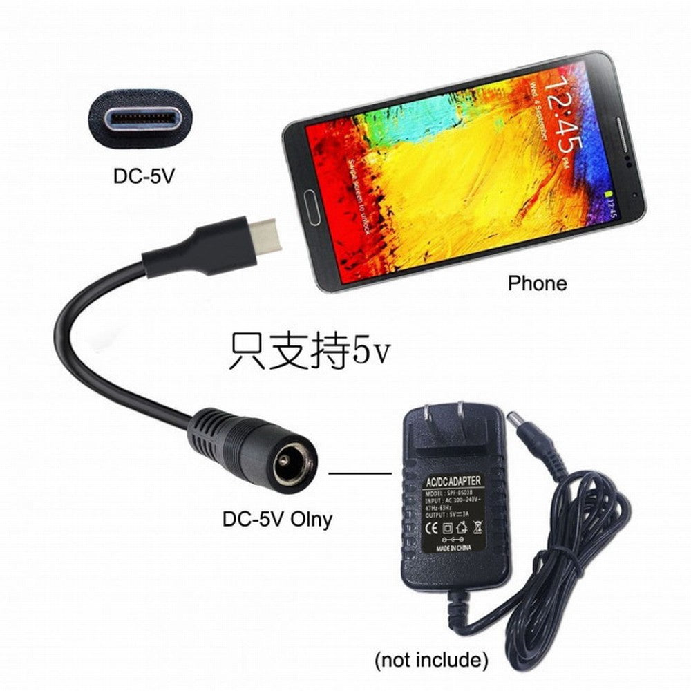 USB 3.1 Type C USB-C to DC 5V 5.5*2.5mm Power Jack Extension Charge Cable for Cell Phone Tablet UC-093