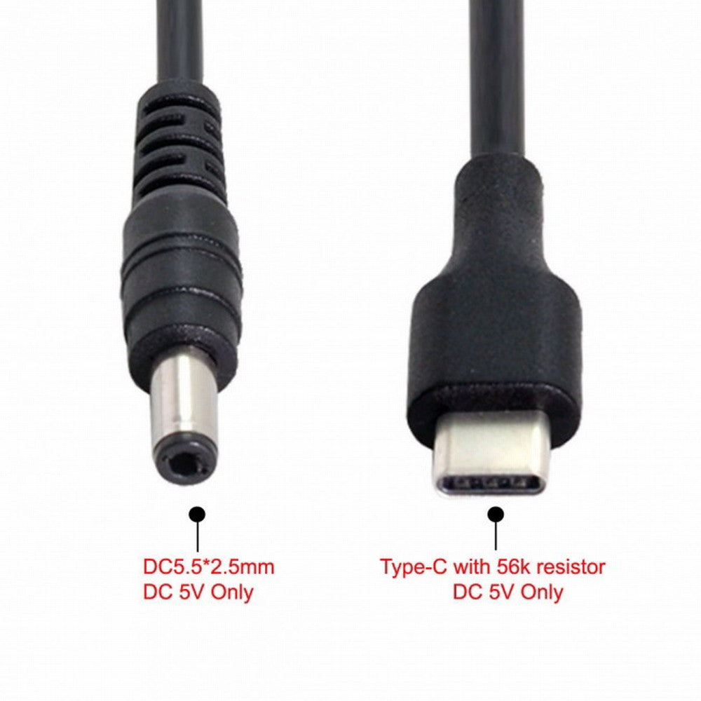 USB 3.1 Type C USB-C to 5V DC 5.5 2.5mm Power Plug Extension Charge Cable for Cell Phone 25cm UC-094
