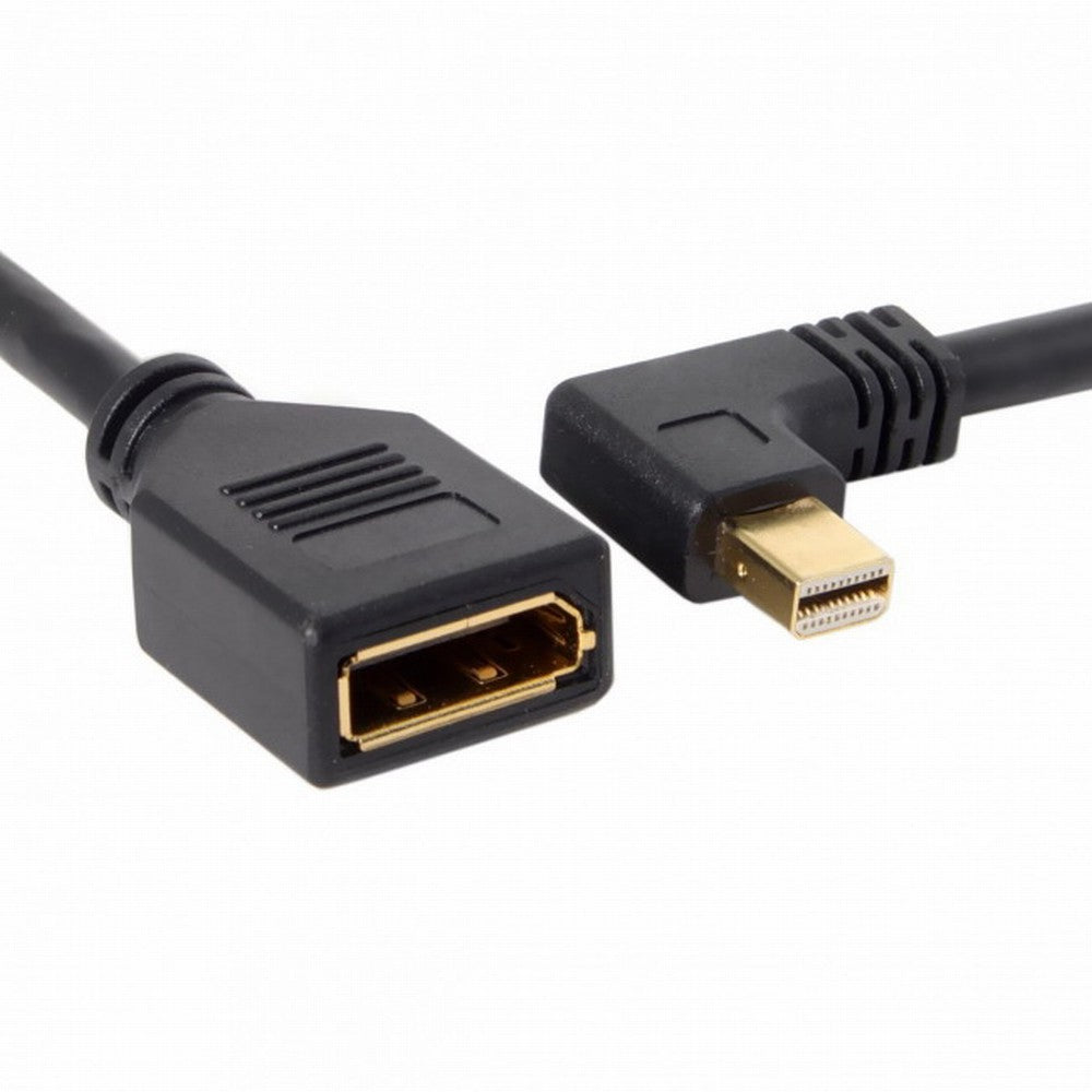 Left Angled Mini DP DisplayPort 90 Degree to DisplayPort Female Cable for Displays Monitors DP-013-LE