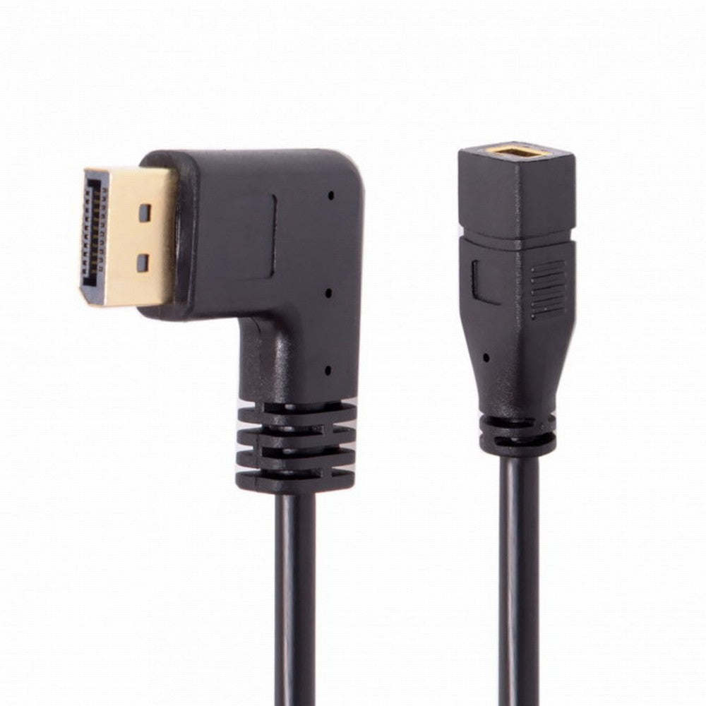 Left Angled DP DisplayPort 90 Degree to Mini DP DisplayPort Female Cable for Displays Monitors DP-048-LE
