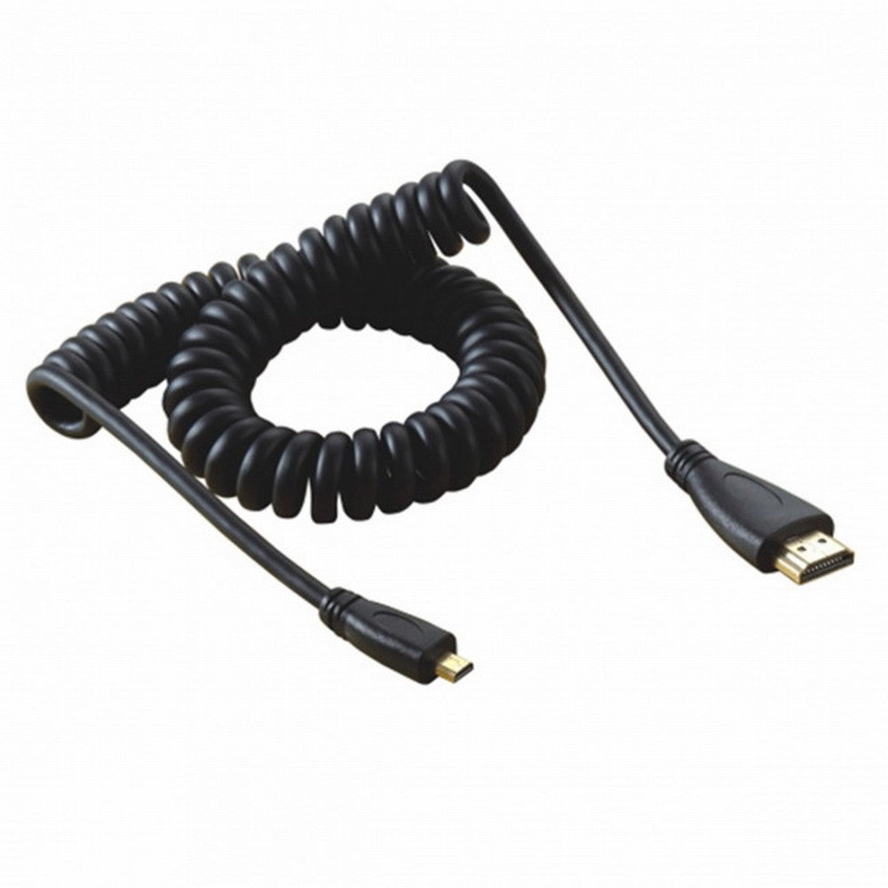 Micro HDMI Male to HDMI Male Stretch Spring Cable 4K 60hz for TF201 XOOM A500 Tablet HD-110-BK