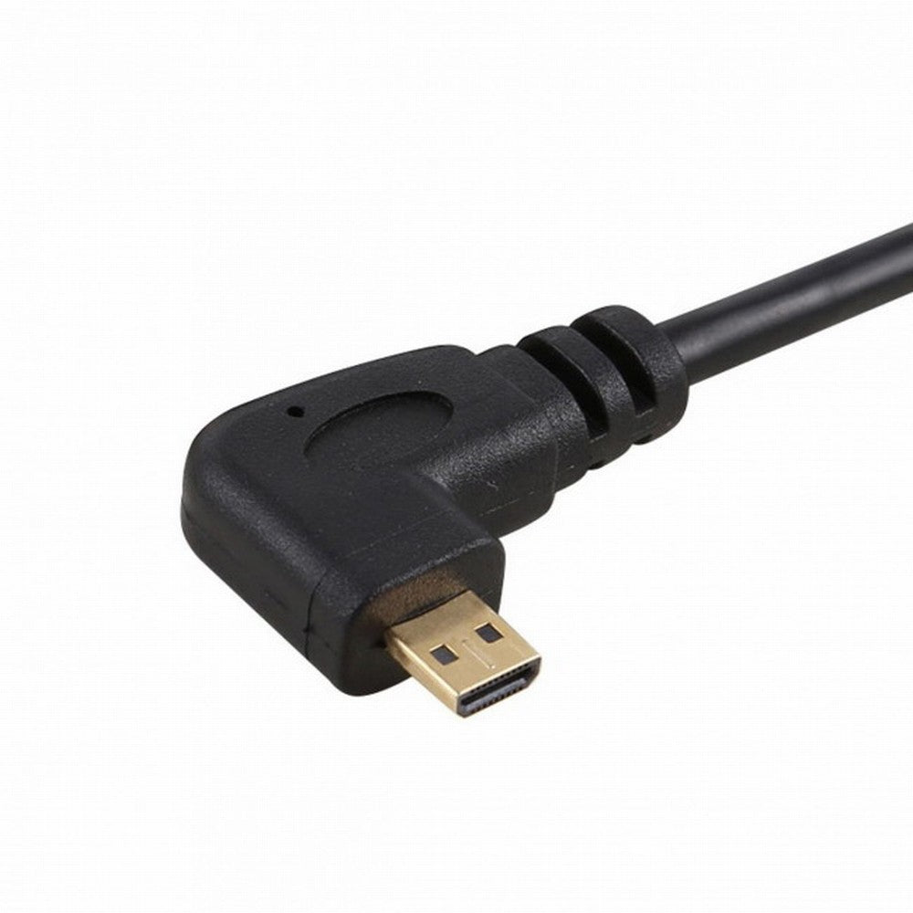 Stretch Left Angled 90 Degree Micro HDMI to HDMI Male HDTV Cable 4K for Cell Phone Tablet Camera HD-110-LE