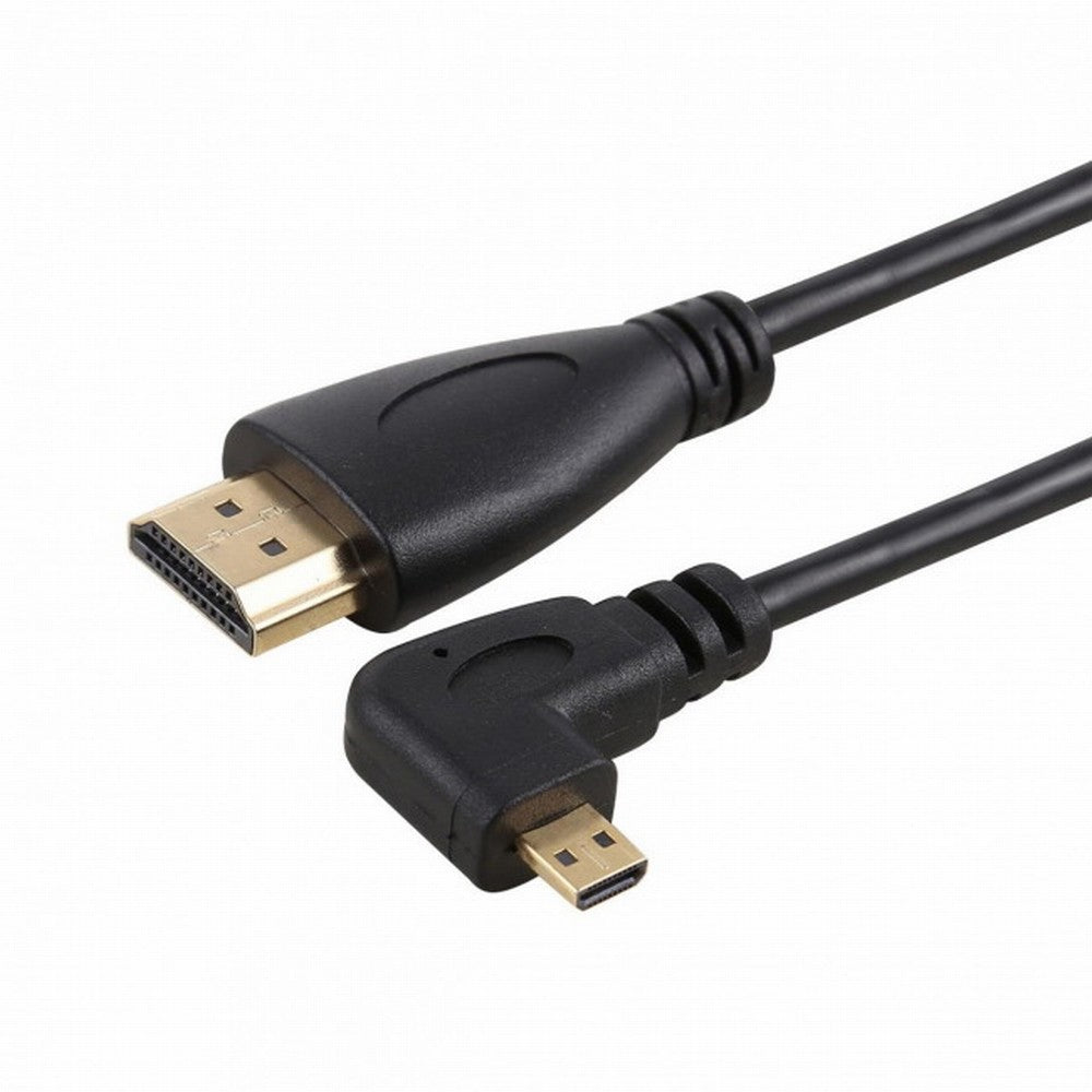 Stretch Left Angled 90 Degree Micro HDMI to HDMI Male HDTV Cable 4K for Cell Phone Tablet Camera HD-110-LE