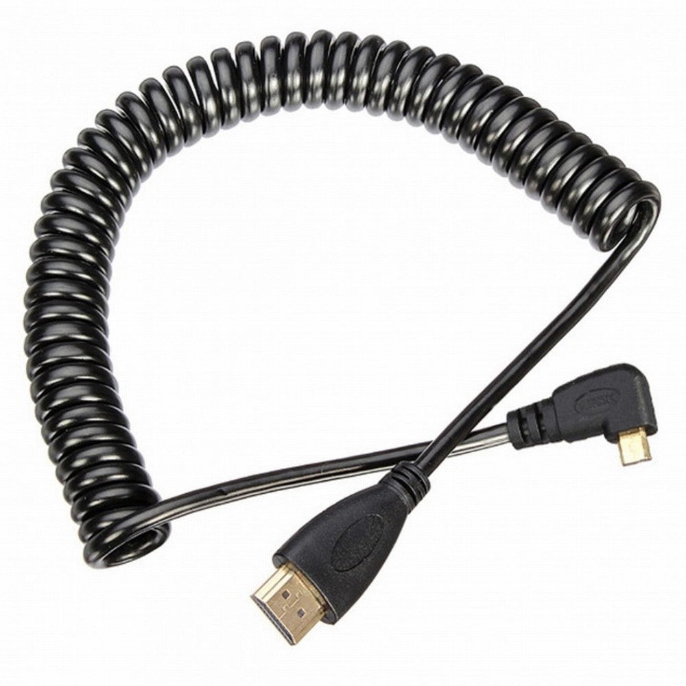 Stretch Left Angled 90 Degree Micro HDMI to HDMI Male HDTV Cable 4K for Cell Phone Tablet Camera HD-110-LE