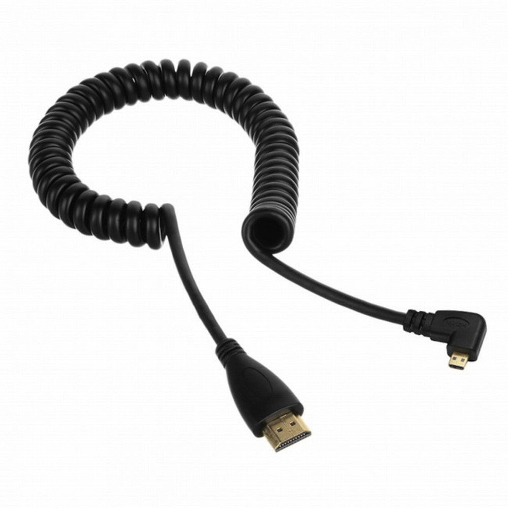 Stretch Right Angled 90 Degree Micro HDMI to HDMI Male HDTV Cable for Cell Phone Tablet Camera HD-110-RI
