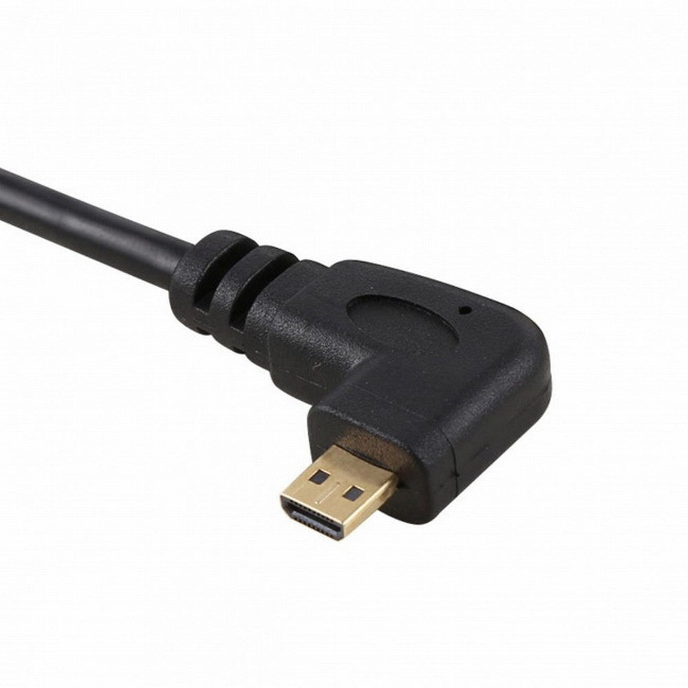 Stretch Right Angled 90 Degree Micro HDMI to HDMI Male HDTV Cable for Cell Phone Tablet Camera HD-110-RI