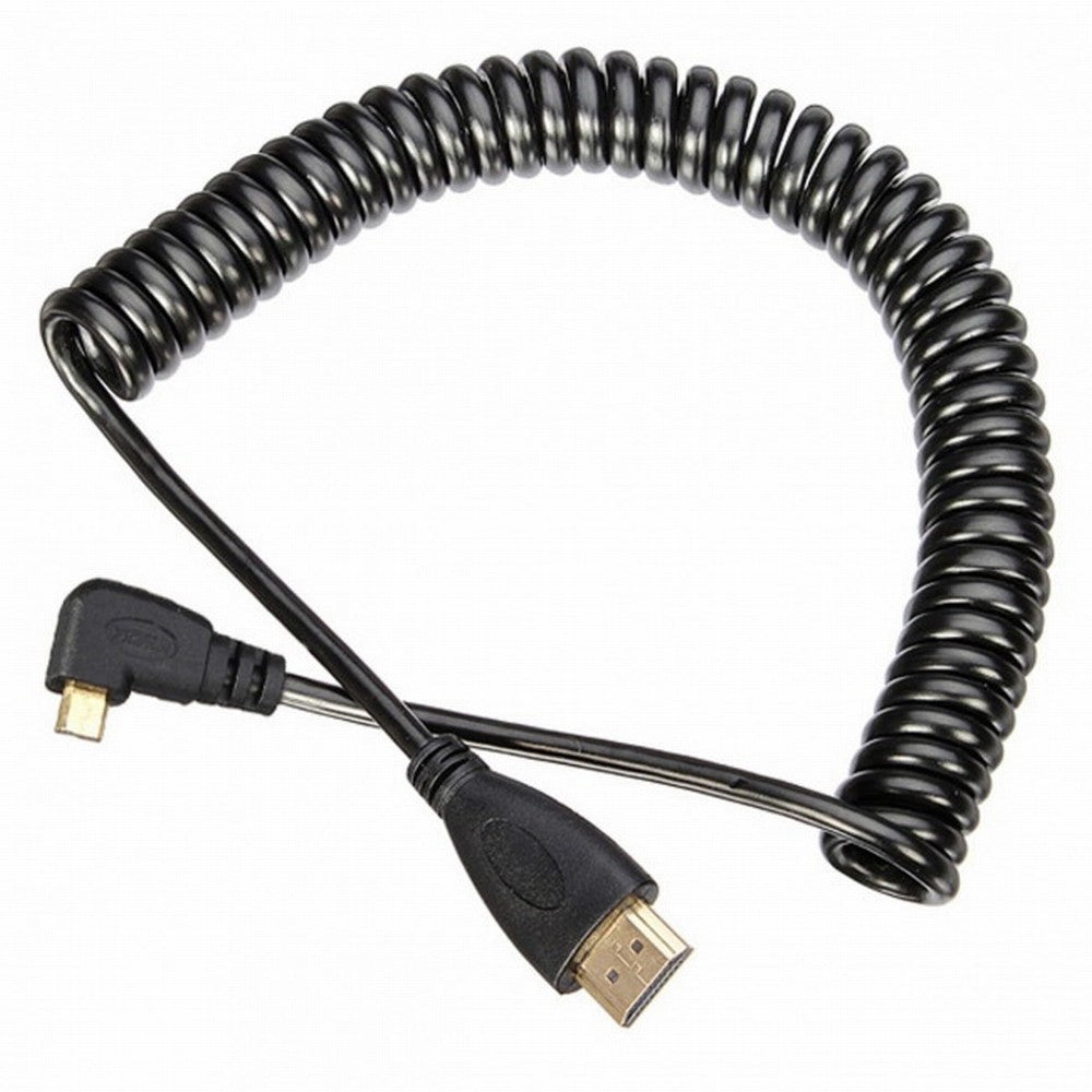 Stretch Right Angled 90 Degree Micro HDMI to HDMI Male HDTV Cable for Cell Phone Tablet Camera HD-110-RI