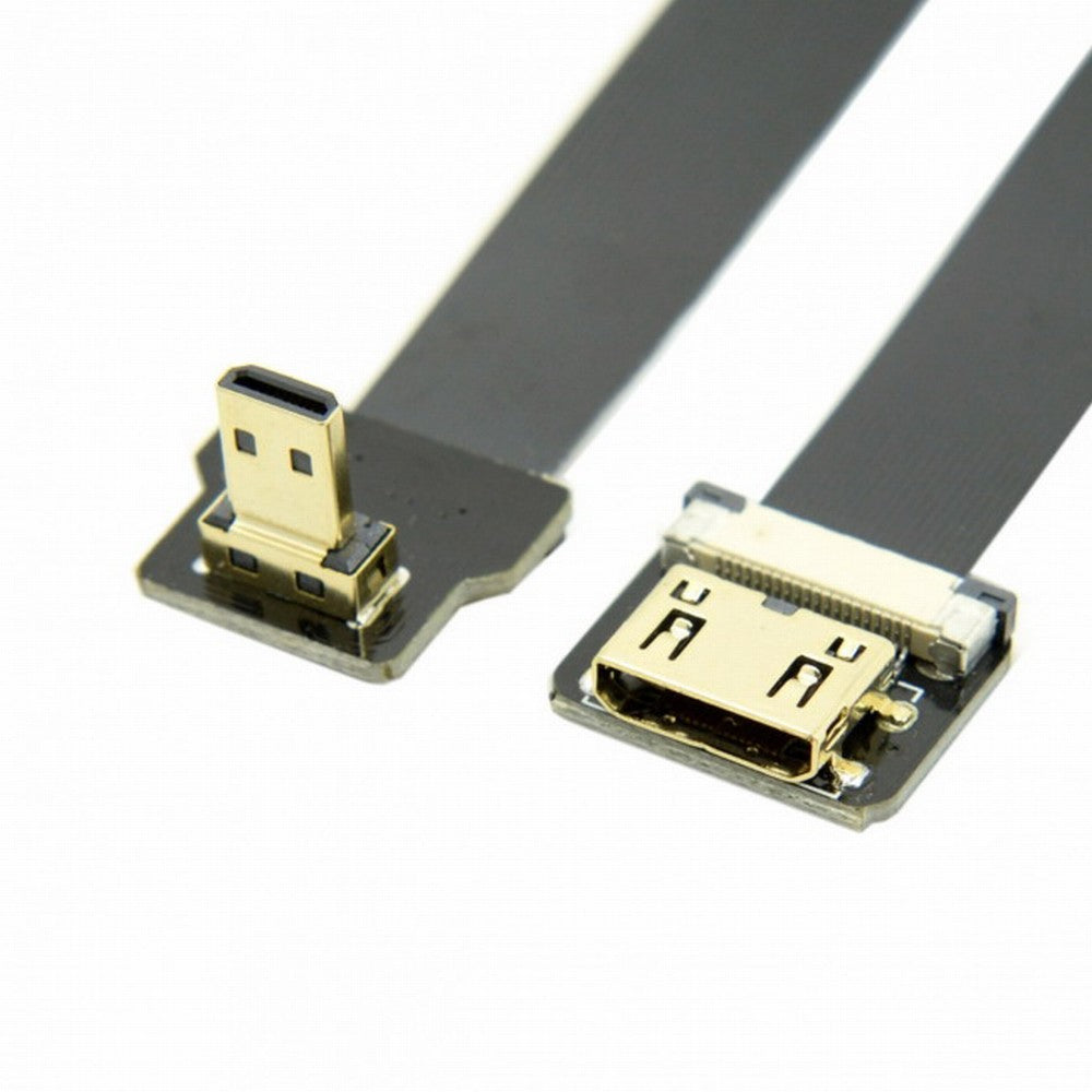 CYFPV Down Angled 90 Degree FPV Micro HDMI Male to Mini HDMI Female FPC Flat Cable 10cm for FPV HDTV Multicopter Aerial Photography CC-HD-204-DN
