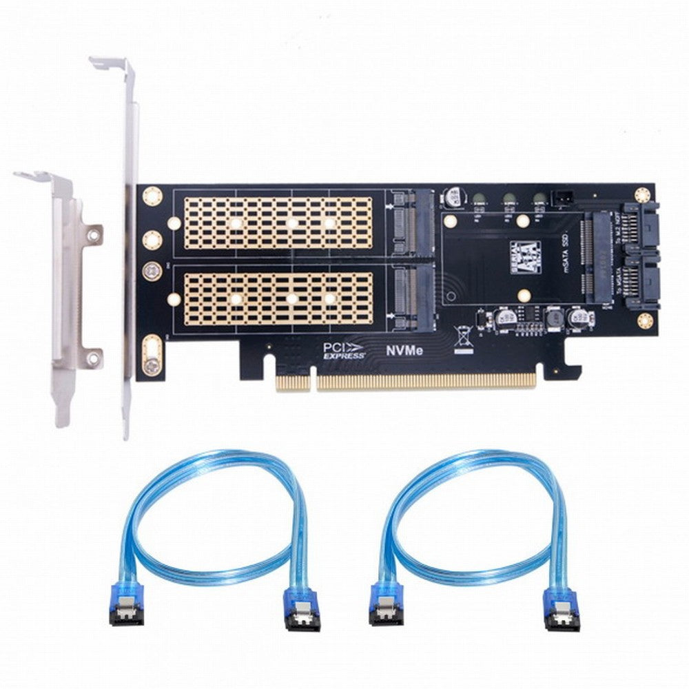 PCI Express PCI-E 3.0 Dual SATA to NGFF NVME MSATA M-Key B/M-key SSD Card Adapter 3in1 SA-028