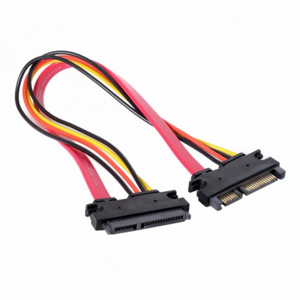 SATA III 3.0 7+15 22 Pin SATA Male to Female Data Power Extension Cable 30cm Red Color SA-065-BK