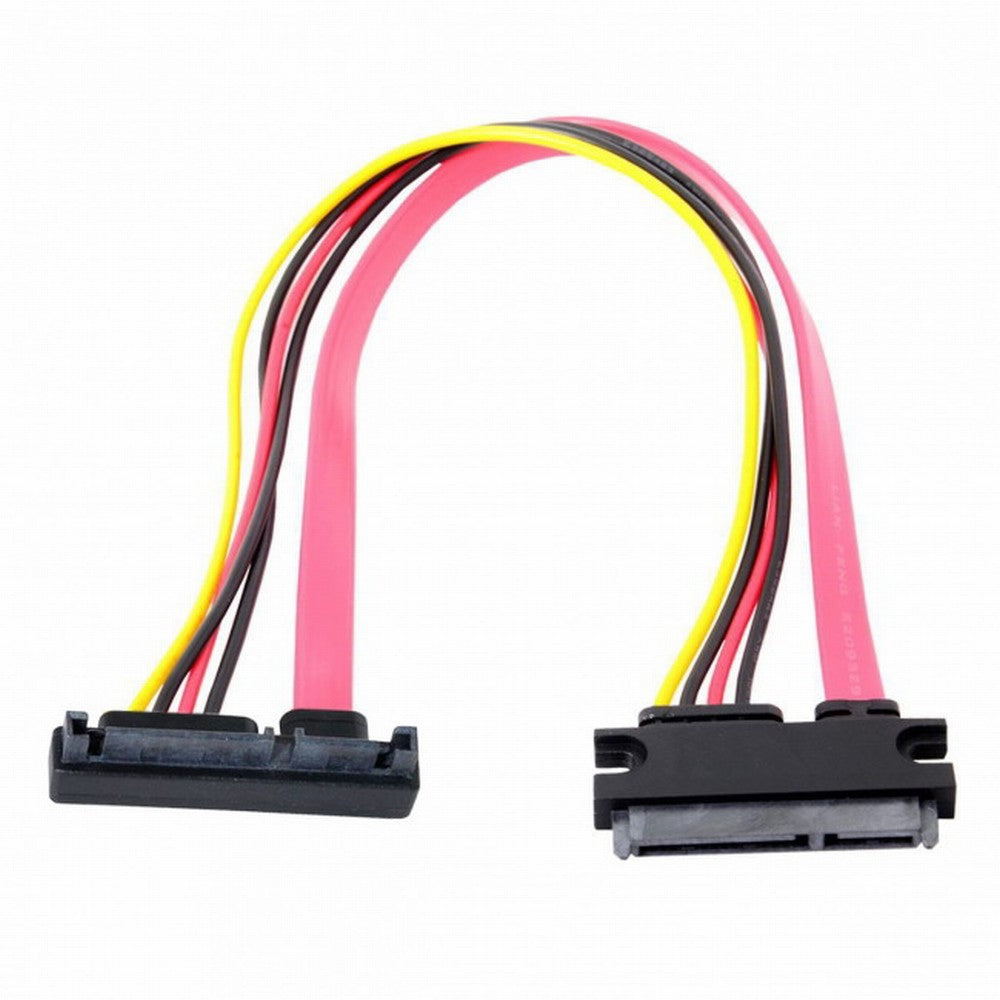 Down Angled SATA III 3.0 7+15 22 Pin SATA Male to Female Data Power Extension Cable 30cm SA-065-DN