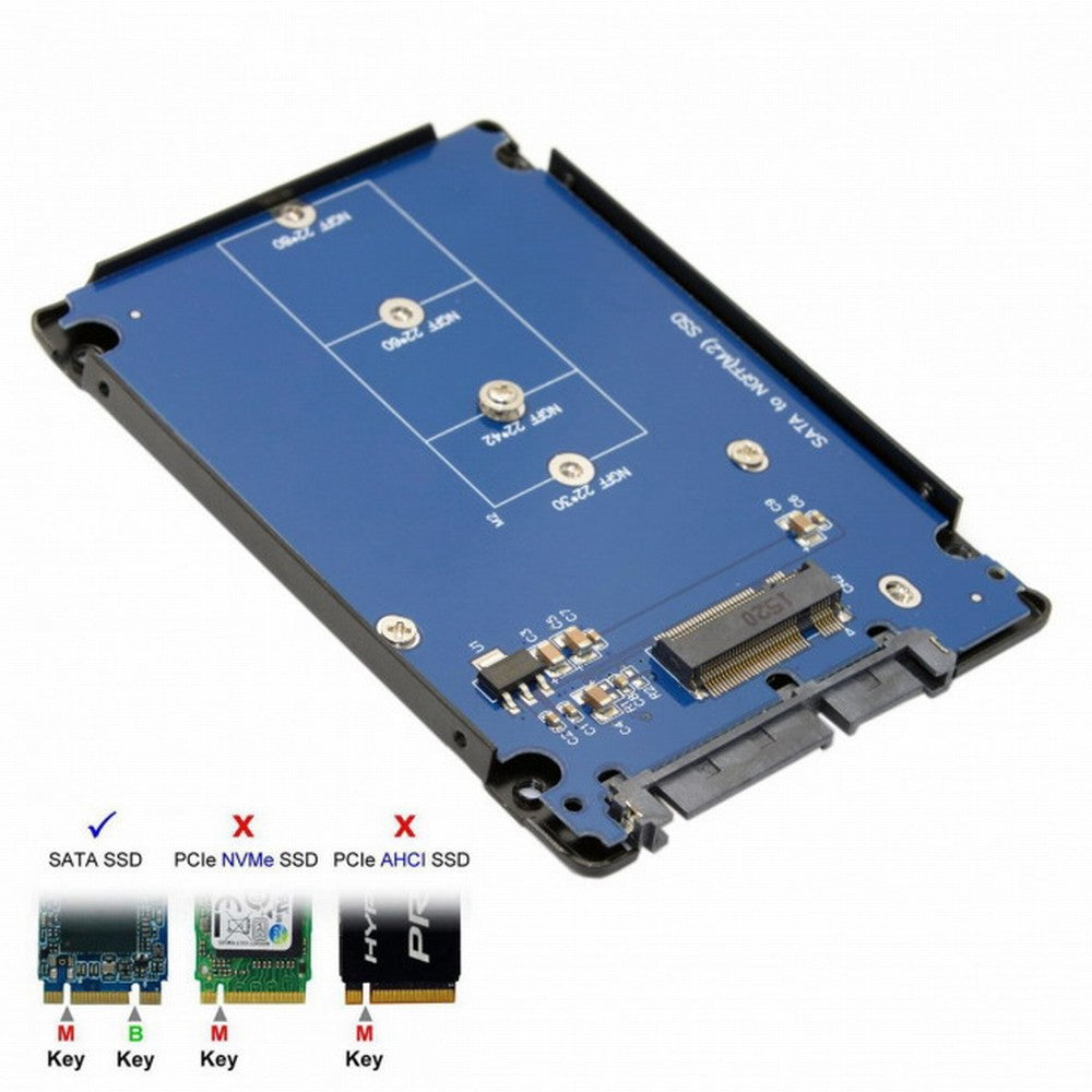 B+M Key Socket 2 M.2 NGFF (SATA) SSD to 2.5 SATA Adapter Card Adapter with Black Metal Case SA-104