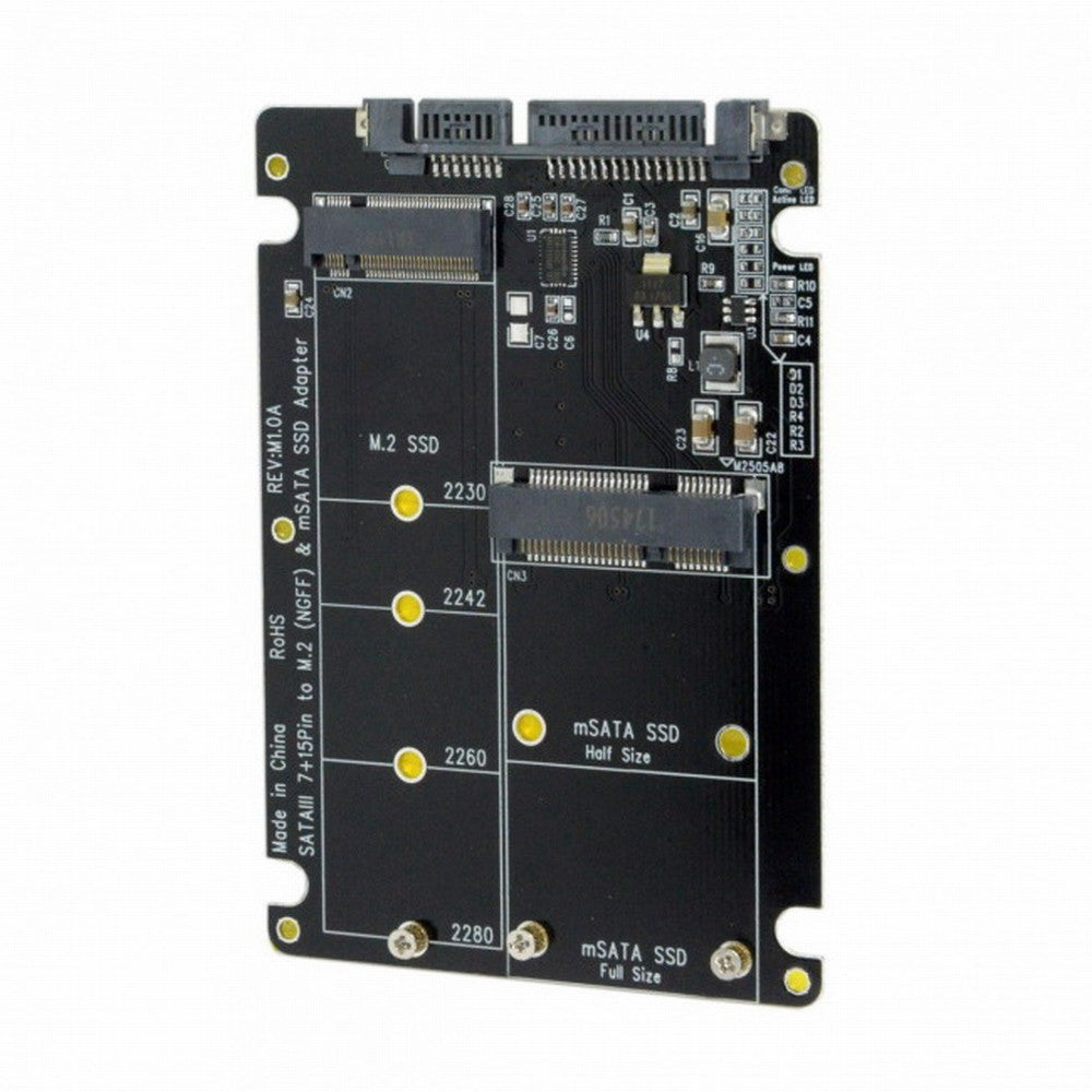2 in 1 Combo M.2 NGFF B-key mSATA SSD to SATA 3.0 Adapter Converter Case Enclosure SA-115