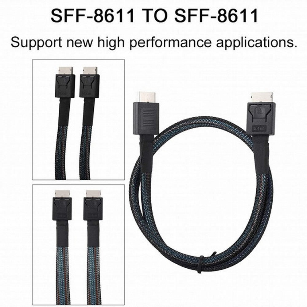 OCuLink PCIe PCI-Express SFF-8611 4i to OCuLink SFF-8611 SSD Data Active Cable 50cm SF-014-BK
