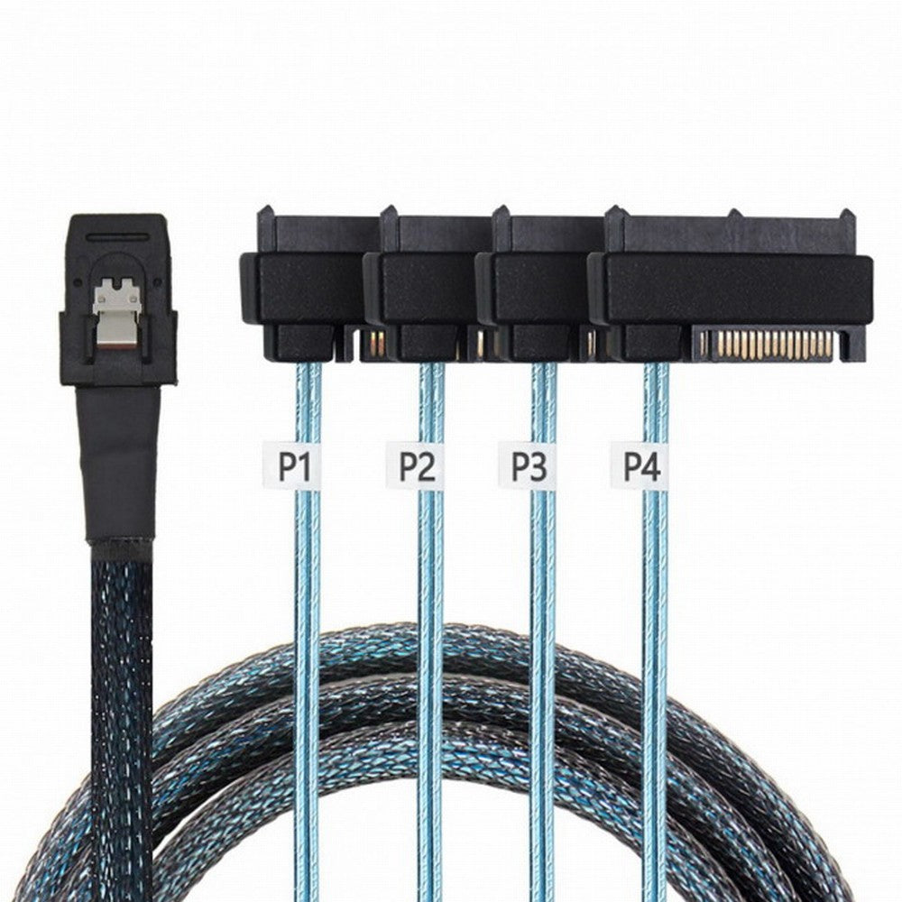 Internal 36 Pin Mini SAS SFF-8087 Host to 4 SFF-8482 Target SAS Hard Disk and SATA Power Cable 100cm SF-091-1.0M
