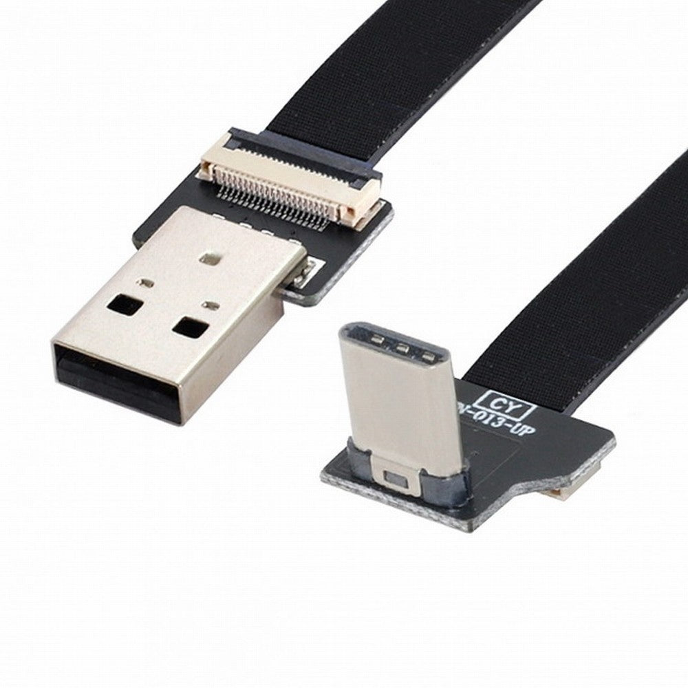 Up Down Angled USB 2.0 Type-A Male to USB-C Type-C Male Data Flat Slim FPC Cable for FPV Disk Phone CC-U2-039-UP