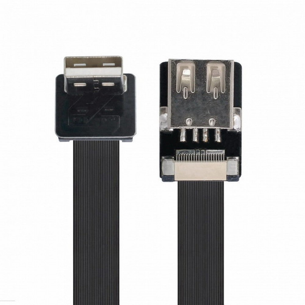 Down Angled USB 2.0 Type-A Male to Female Extension Data Flat Slim FPC Cable for FPV Disk Scanner Printer CC-U2-044-DN