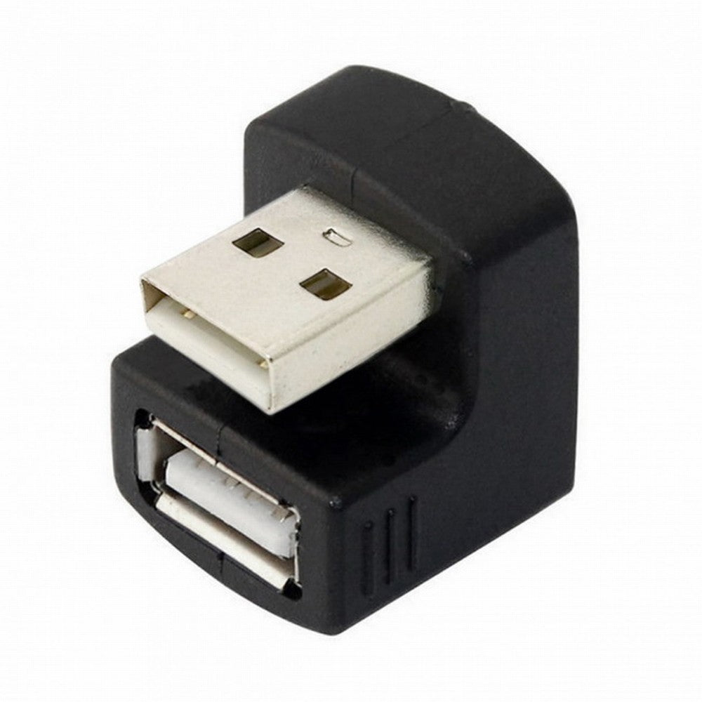 Down Angled USB 2.0 Adapter A Male to Female Extension 90 180 360 Degree Black U2-099-DN