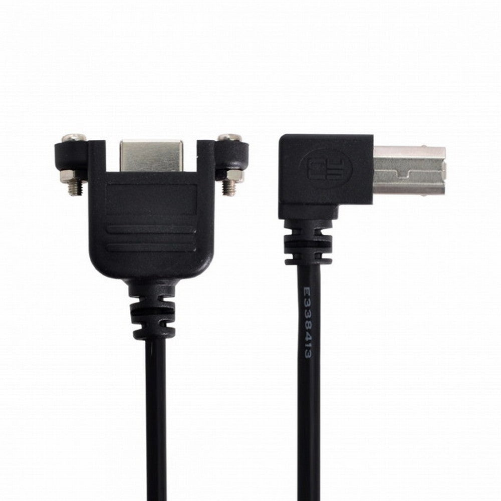90 Degree Left Angled USB B Type Male to Female extension cable with screws for Panel Mount 50cm U2-132-LE-0.5M