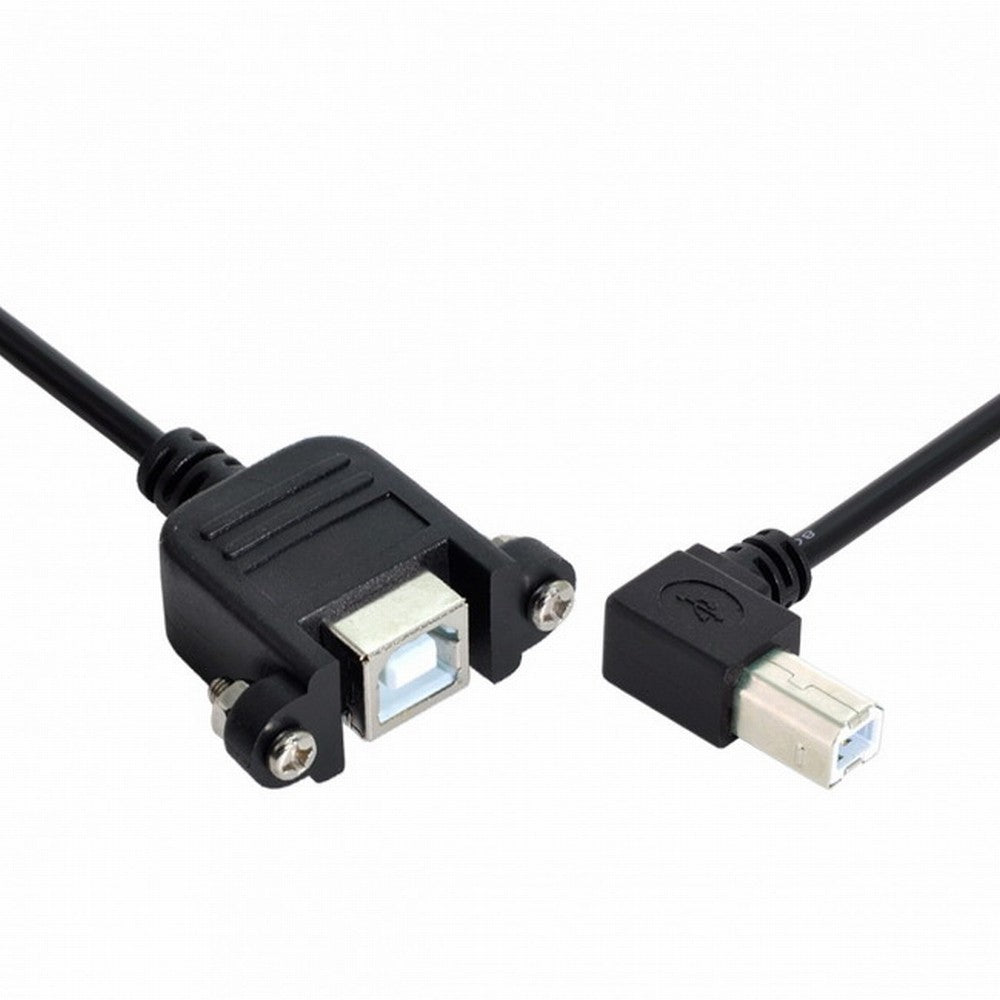 90 Degree Right Angled USB B Type Male to Female extension cable with screws for Panel Mount CC-U2-132-RI