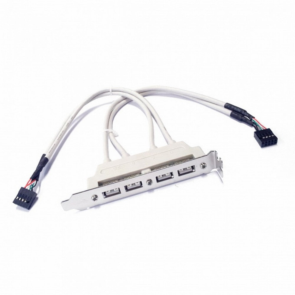 PCI-E 4 Ports USB 2.0 Female Screw to Motherboard 9pin Header Cable with Bracket U2-144