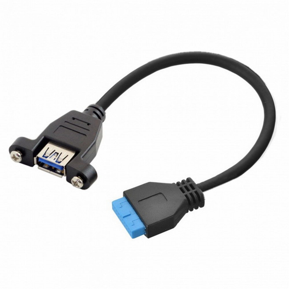USB 3.0 Single Port A Female Screw Mount Type to Motherboard 20pin Header Cable 25cm U3-005-BK