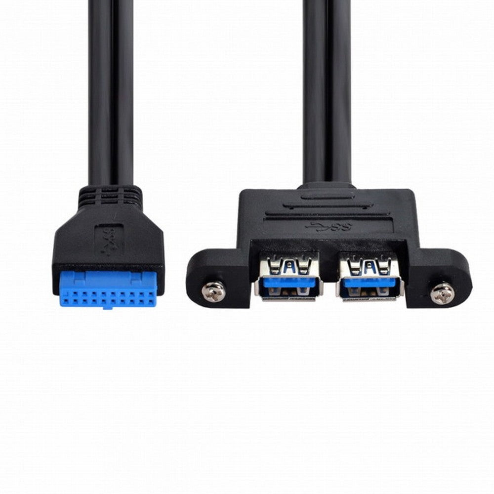 Dual Port USB 3.0 Female Panel Type to Motherboard 20Pin Header cable 50cm U3-043
