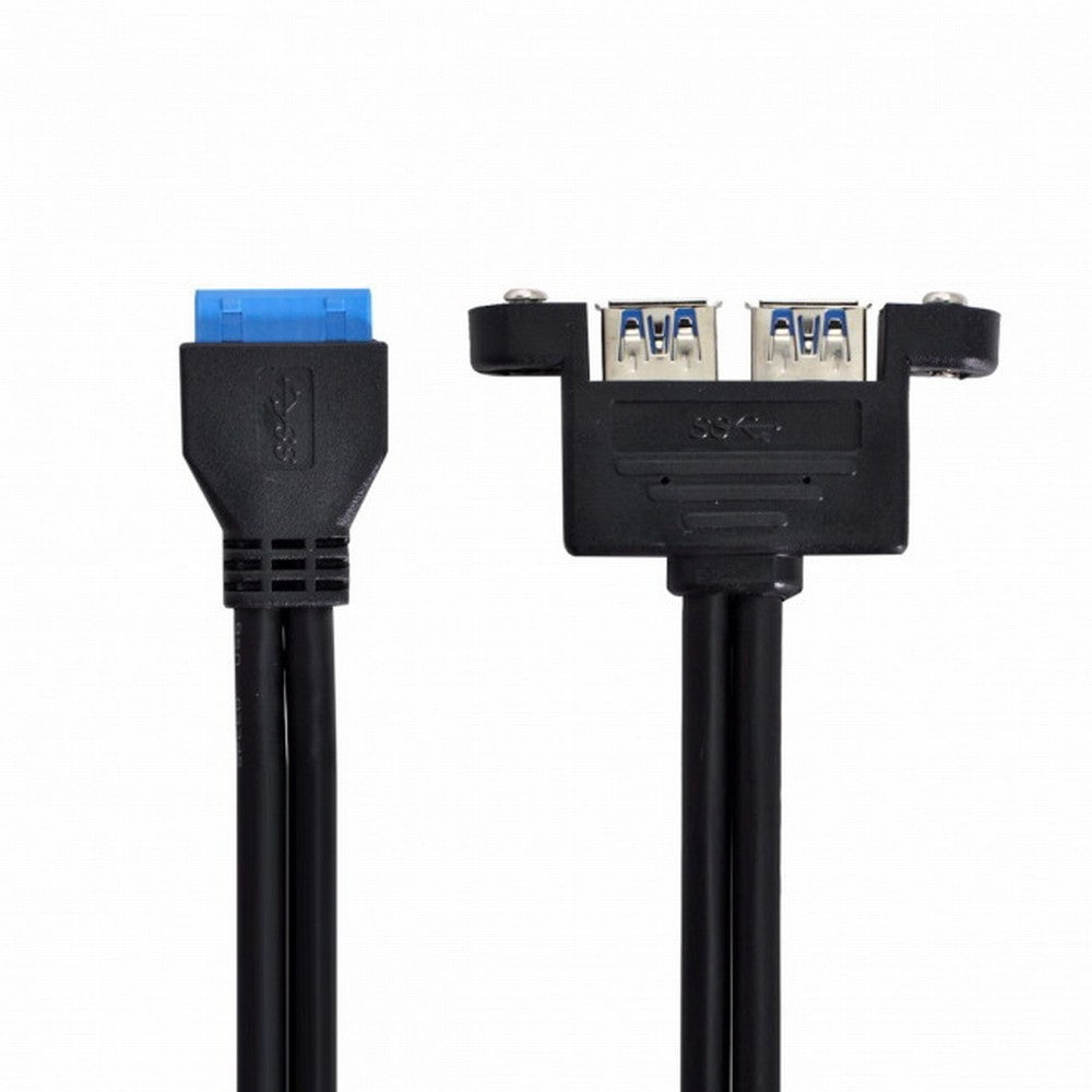 Dual Port USB 3.0 Female Panel Type to Motherboard 20Pin Header cable 50cm U3-043