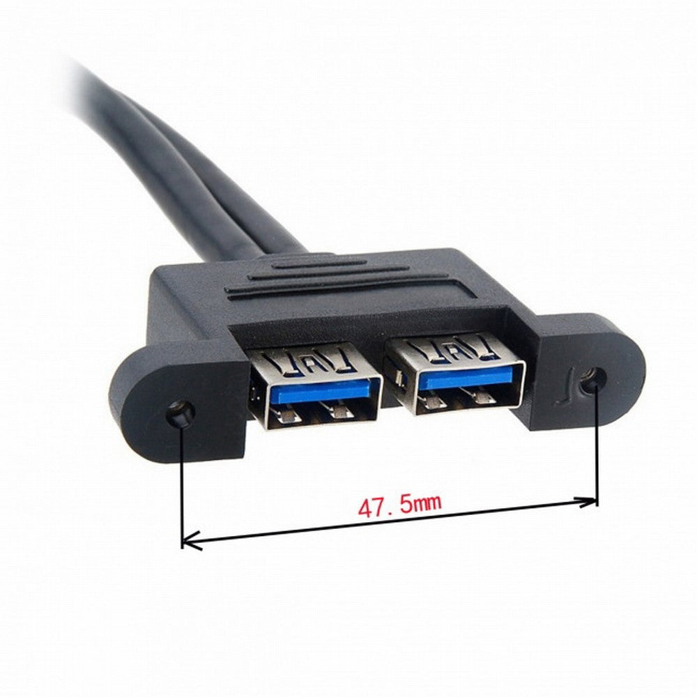 Dual Port USB 3.0 Female Panel Type to Motherboard 20Pin Header cable 50cm U3-043