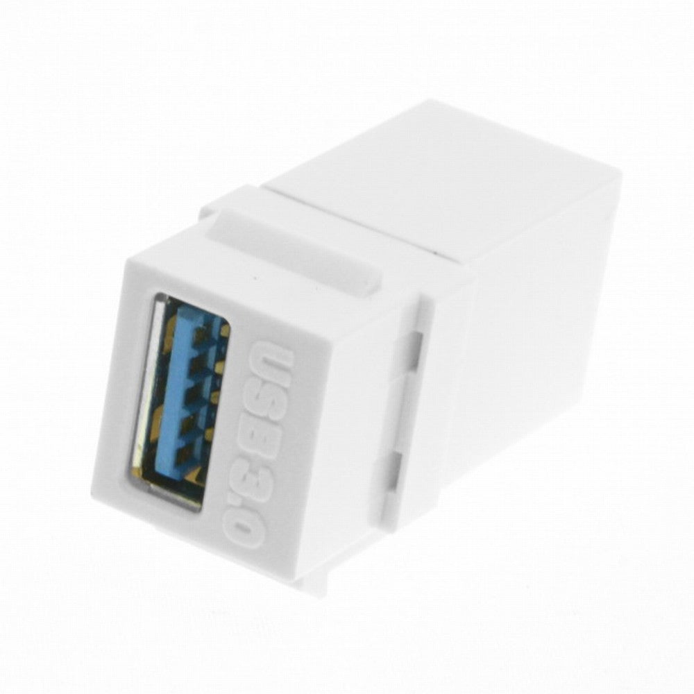USB 3.0 A Female to A Female Extension Keystone Jack Coupler Adapter for Wall Plate Panel USB Cable U3-059-WH