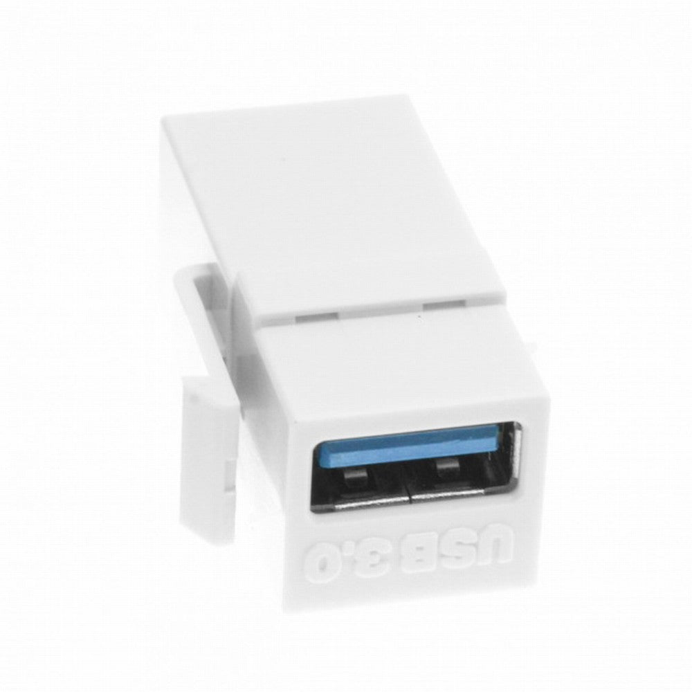 USB 3.0 A Female to A Female Extension Keystone Jack Coupler Adapter for Wall Plate Panel USB Cable U3-059-WH