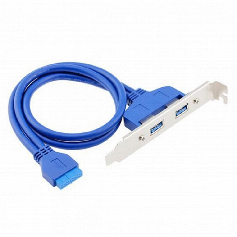 Internal Dual USB 3.0 Female Mount Panel to Motherboard 20pin Cable with PCI Bracket 50cm U3-066-2P