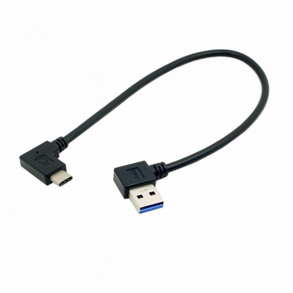 Reversible USB 3.1 USB-C Angled to 90 Degree Left Angled A Male Data Cable for Laptop Tablet Mobile Phone UC-089-LE