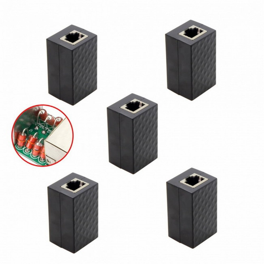 5pcs/lot Lightning Protection RJ45 UTP STP CAT6 CAT5e Female to Female Network Lan Adapter Extender UT-013-5PCS