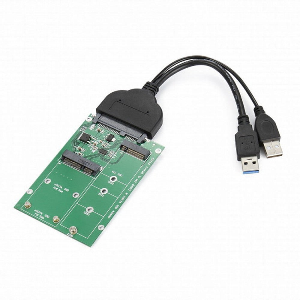 USB 3.0 to SATA 22pin 2.5" Hard Disk to 2 in 1 Combo Mini PCI- E 2 Lane M.2 NGFF mSATA SSD Adapter Converter U3-067+SA-130