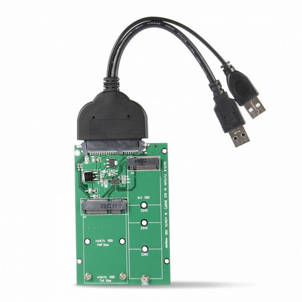 USB 3.0 to SATA 22pin 2.5" Hard Disk to 2 in 1 Combo Mini PCI- E 2 Lane M.2 NGFF mSATA SSD Adapter Converter U3-067+SA-130