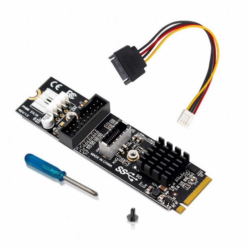5Gbps Type-E USB 3.1 Front Panel Socket USB 2.0 to NVME NGFF M-Key Express Card Adapter for Motherboard EP-018