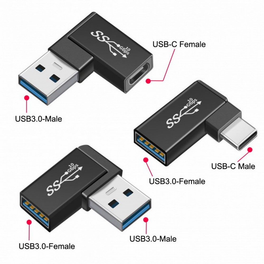 3pcs/lot Angled 90 Degree USB 3.1 Type C Male Female to USB3.0 Type A Female OTG Data 10Gbps Adapter UC-081